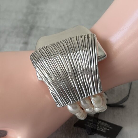 E&L 925 Sterling Silver Israel Fresh Water Pearl Electroform Magnetic Bracelet - Picture 9 of 14